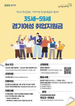 경기도, ‘경기여성 취업지원금’ 참여자 모집…35~59세 미취업 여성에 구직활동비 지원