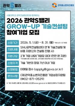 관악구, 서울대와 `스타트업 기술컨설팅` 지원…딥테크 벤처 육성 본격화