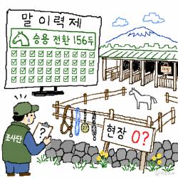 [하찮은 만평] 제주 퇴역경주마 156두, 현장에는 없었다