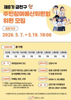 "지역 예산을 주민이"…금천구, 주민참여예산위원 공개모집