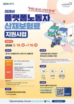 경기도, 플랫폼노동자 산재보험료 본인부담금 최대 80％ 지원…18일부터 접수