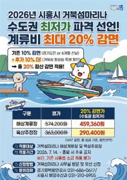 시흥시 거북섬마리나, 14일부터 계류비 `최대 20％` 할인