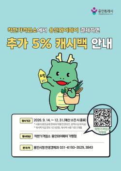 용인특례시, 지역화폐로 착한가격업소 결제 시 5% 캐시백