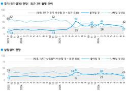 경제 전망 다시 비관론 우세…`좋아질 것` 27%·`나빠질 것` 42%