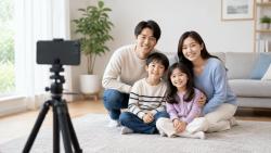 가족사진에 촬영자까지 담는 셀프 촬영법
